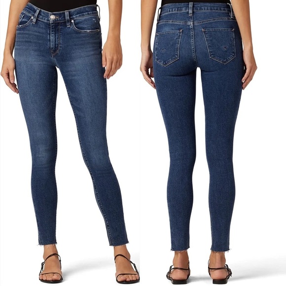 Hudson Jeans Denim - Hudson Jeans Nico Super Skinny Ankle Cut Raw Hem in Dark Wash